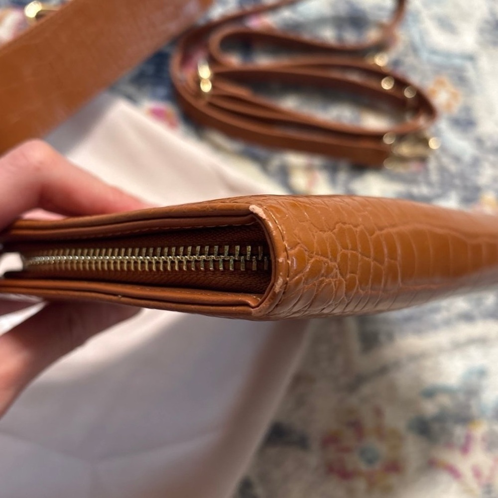 CALPAK Brown Faux Croc Travel Wallet - Picture 6 of 7
